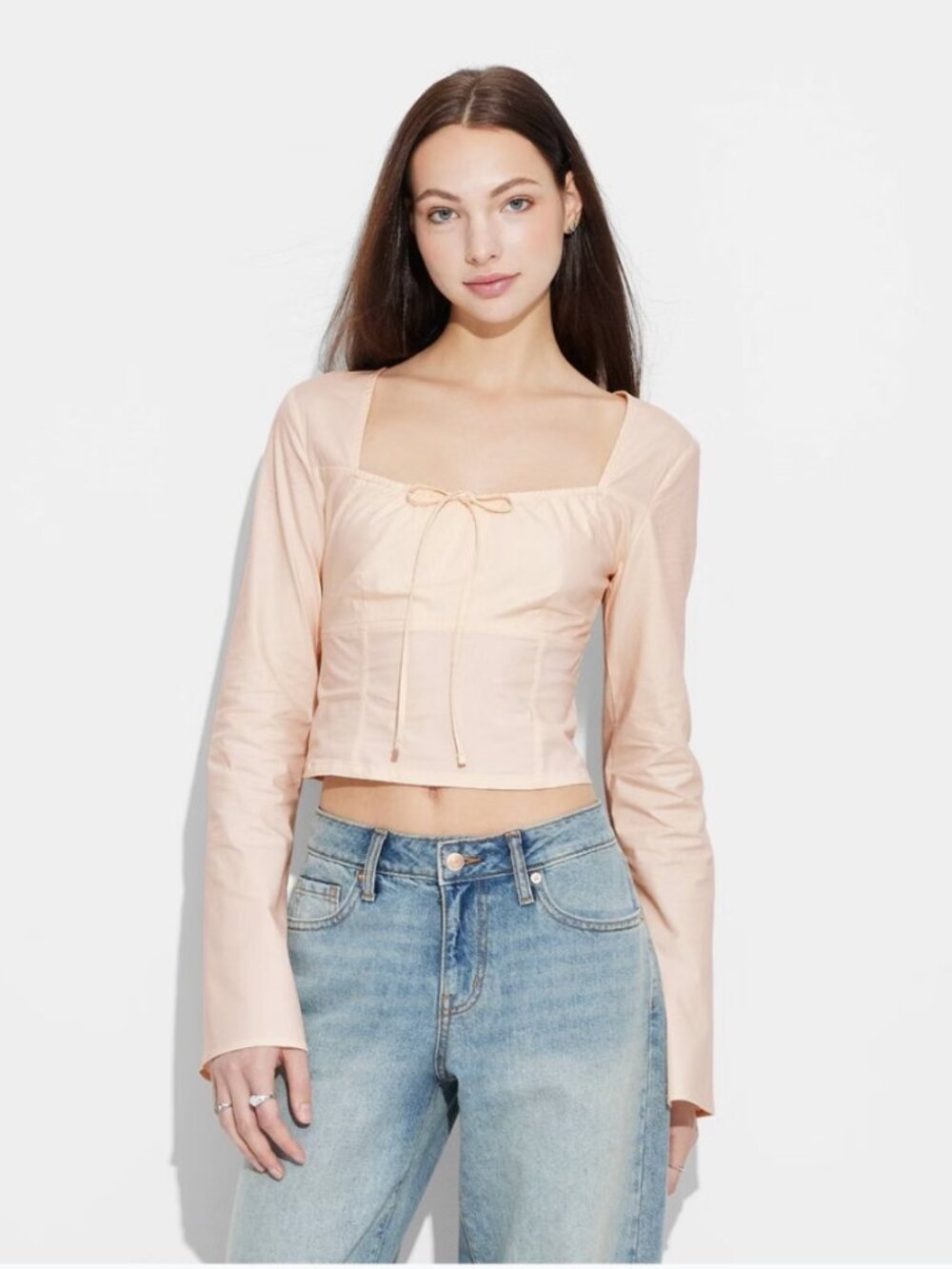 Wild Fable XL Womens Milkmaid Top Bell Sleeve Poplin Squareneck Coral Pink